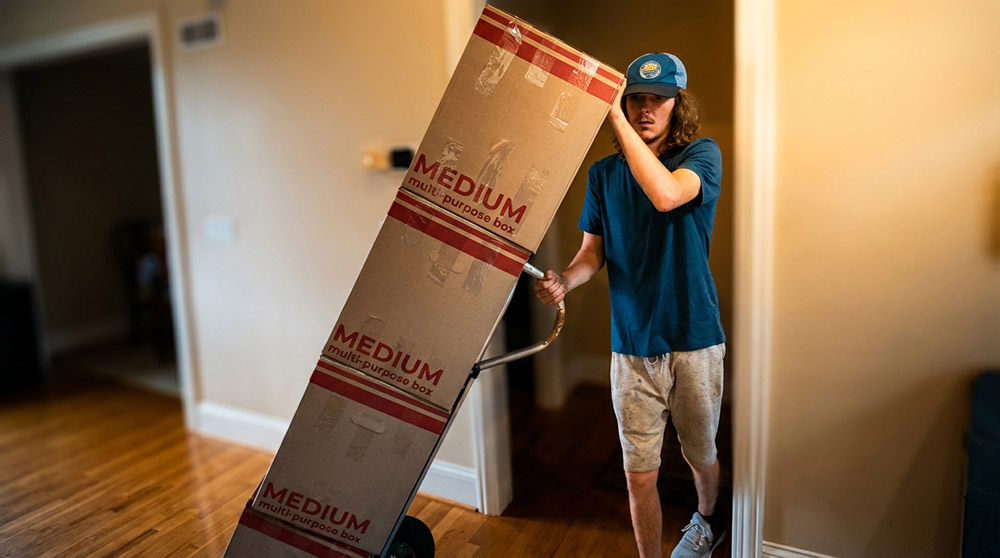 Packed moving boxes ready for transport